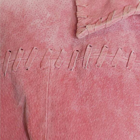 Relativity Vintage Button Up Suede Jacket in Salmon Sz M - Picture 6 of 7